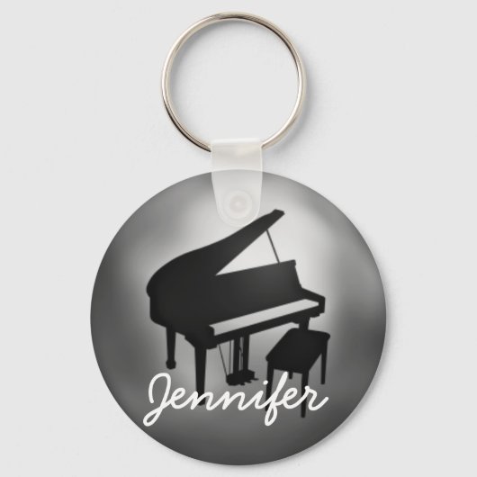 Silver Black Piano Name Monogram Geschenk Schlüsselanhänger (Vorderseite)