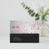 Silver Black Pink Rosegold Confetti Wedding Postkarte (Stehend Vorderseite)