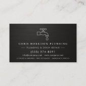 Silver & Black Plumber Plumbing Company Metallic Visitenkarte (Vorderseite)