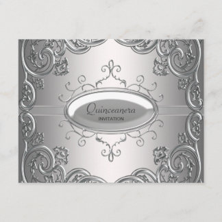Silver Black Quinceanera Einladungen