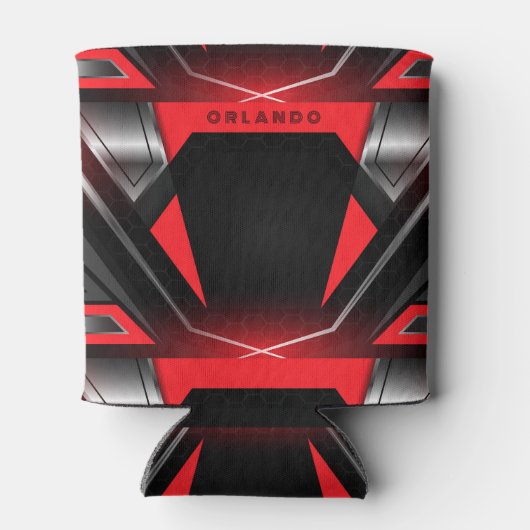 Silver, black, red geometric gaming monogram dosenkühler (Rückseite)