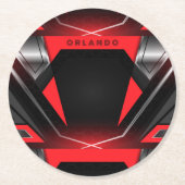 Silver, black, red geometric gaming  monogram runder pappuntersetzer (Vorderseite)