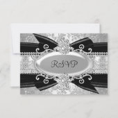 Silver Black Rose & Jewel 25. Jubiläum UAWG RSVP Karte (Vorderseite)