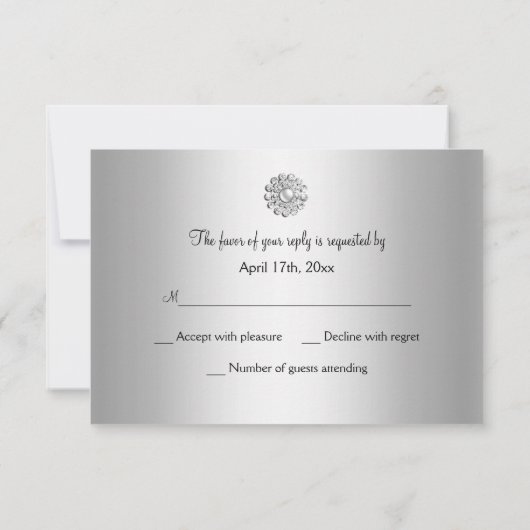 Silver Black Rose & Jewel 25. Jubiläum UAWG RSVP Karte (Rückseite)