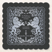 Silver Black Royal Lion Mittelalterliche Hochzeit Untersetzer (Vorderseite)