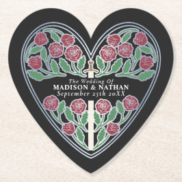 Silver Black Royal Medieval Floral Sword Wedding Untersetzer