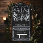 Silver Black Royal Medieval Sword Wedding All In One Einladung<br><div class="desc">Feiern Sie Ihren besonderen Tag mit diesem königlich-mittelalterlichen Schwert Hochzeitsdesign. Das Design auf der Rückseite des Einladens ist KEINE echte Goldfolie. Sie können dies durch einen Klick auf "PERSONALISIEREN" weiter anpassen.</div>