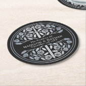 Silver Black Royal Medieval Sword Wedding Runder Pappuntersetzer (Angewinkelt)