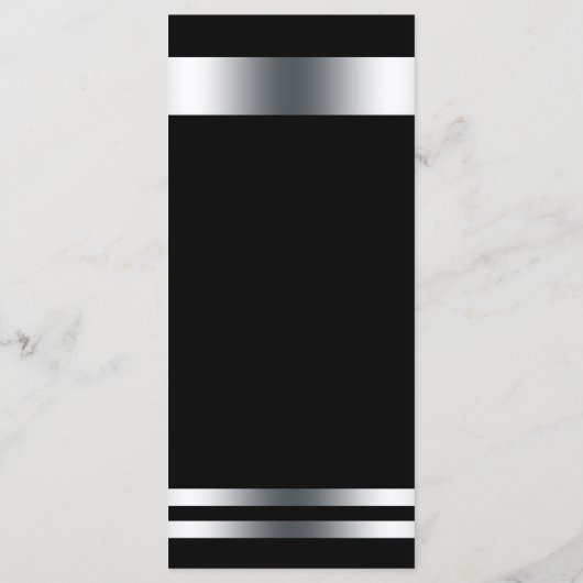 Silver & Black Simple Chic Menu Card Menükarte (Rückseite)