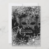 Silver Black Snowflake Masquerade Sweet 16 Einladung (Vorderseite)