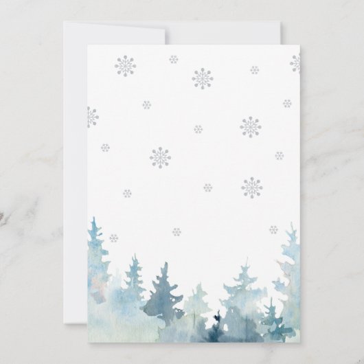 Silver & Black Snowflake Winter Forest Baby Shower Einladung (Rückseite)