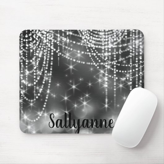SILVER BLACK SPARKLE DIAMONONDS Maus-Pad Mousepad (Mit Mouse)