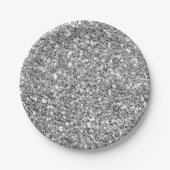 Silver Black Sparkle Glitzer Glam Custom Party Pappteller (Vorderseite)