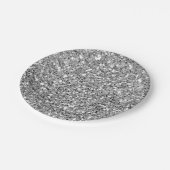 Silver Black Sparkle Glitzer Glam Custom Party Pappteller (Schrägansicht)