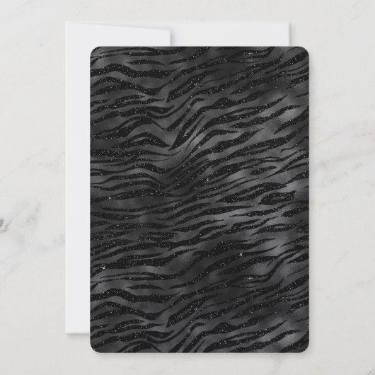 Silver Black Sparkle Zebra Print Einladung (Rückseite)