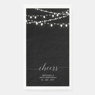 Silver Black String Light Eleganter Letter Cheers Serviette