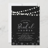 Silver & Black | String Lights Co-ed-Brautparty Einladung (Vorderseite)