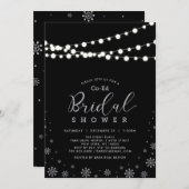 Silver & Black | String Lights Co-ed-Brautparty Einladung (Vorne/Hinten)