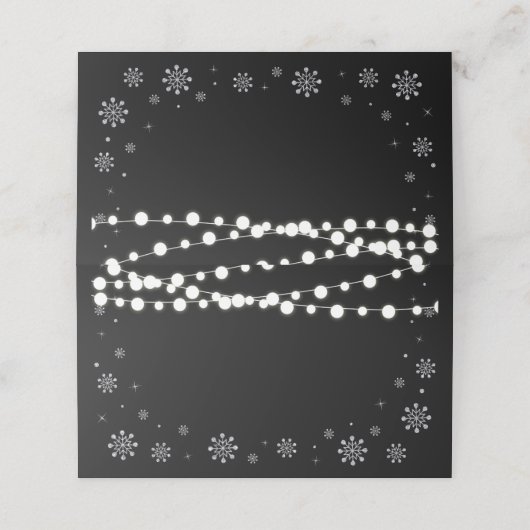 Silver & Black String Lights Winterdusche Platzkarte (Außenseite Aufgefaltet)