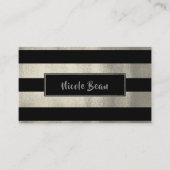 Silver & Black Stripes Chic Modernes Glam Visitenkarte (Vorderseite)