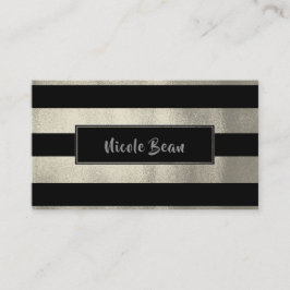 Silver & Black Stripes Chic Modernes Glam Visitenkarte