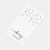 Silver Black Stylish Script Confetti Cheers Party Serviette (Ecke)