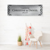 Silver & Black Swirl Gothic Wedding Banner (Insitu)