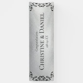 Silver & Black Swirl Gothic Wedding Banner (Vertikal)