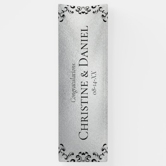 Silver & Black Swirl Gothic Wedding Banner (Vertikal)