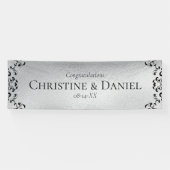 Silver & Black Swirl Gothic Wedding Banner (Horizontal)
