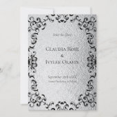 Silver & Black Swirl Gothic Wedding Einladung (Vorderseite)