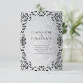 Silver & Black Swirl Gothic Wedding Einladung (Stehend Vorderseite)
