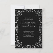 Silver & Black Swirl Gothic Wedding Einladung (Vorderseite)