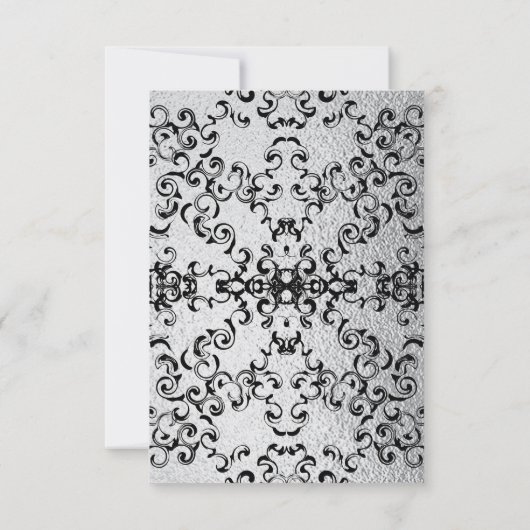 Silver & Black Swirl Gothic Wedding Einladung (Rückseite)