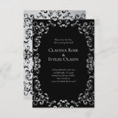 Silver & Black Swirl Gothic Wedding Einladung (Vorne/Hinten)