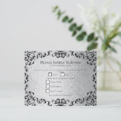 Silver Black Swirl Gothic Wedding Feiertagspostkarte (Stehend Vorderseite)