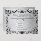 Silver Black Swirl Gothic Wedding Feiertagspostkarte (Vorne/Hinten)