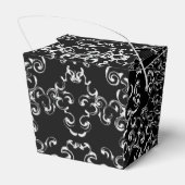 Silver & Black Swirl Gothic Wedding Geschenkschachtel (Rückseite)
