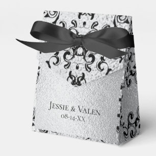 Silver & Black Swirl Gothic Wedding Geschenkschachtel
