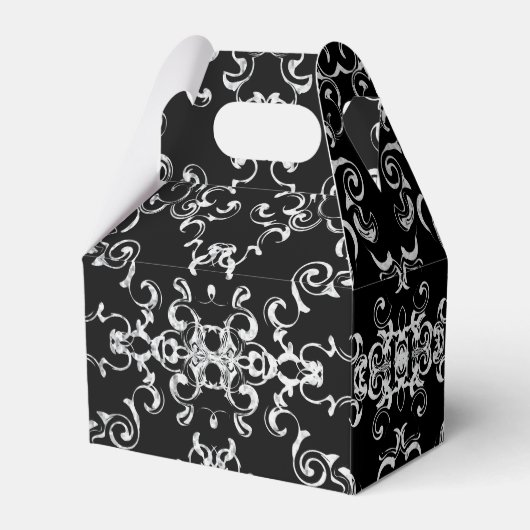 Silver & Black Swirl Gothic Wedding Geschenkschachtel (Rückseite)