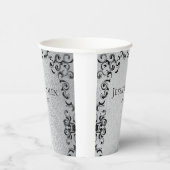 Silver & Black Swirl Gothic Wedding Pappbecher (Rechts)