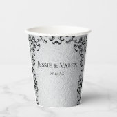 Silver & Black Swirl Gothic Wedding Pappbecher (Vorderseite)