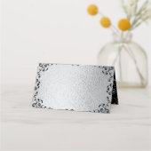Silver & Black Swirl Gothic Wedding Platzkarte (Vorderseite)