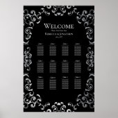 Silver & Black Swirl Gothic Wedding Poster (Vorne)