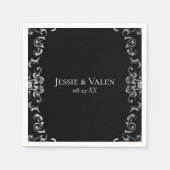 Silver & Black Swirl Gothic Wedding Serviette (Vorderseite)