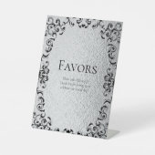 Silver & Black Swirl Gothic Wedding Sockelschild (Vorderseite)