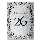 Silver & Black Swirl Gothic Wedding Tischnummer (Rückseite)
