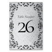 Silver & Black Swirl Gothic Wedding Tischnummer (Vorderseite)