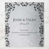 Silver & Black Swirl Gothic Wedding Weinetikett (Einzelnes Label)