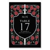 Silver Black Sword & Shield Fantasy Wedding Tischnummer (Vorderseite)